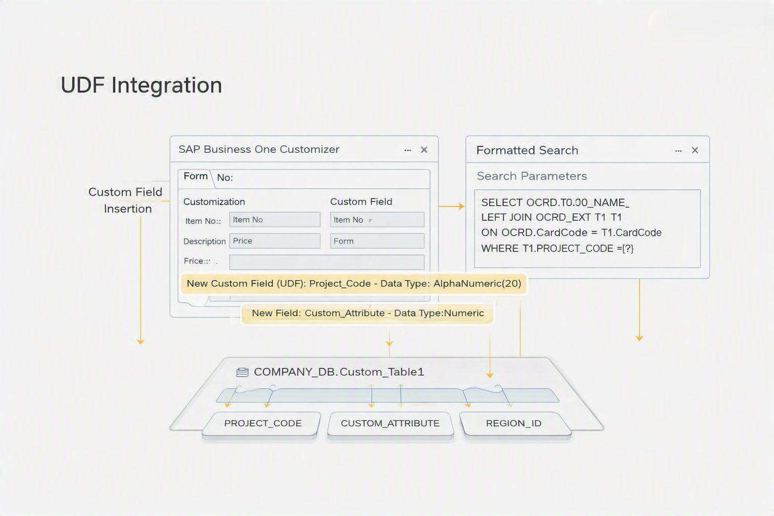 Expert hands reshaping SAP Business One with custom UDF fields and Formatted Searches